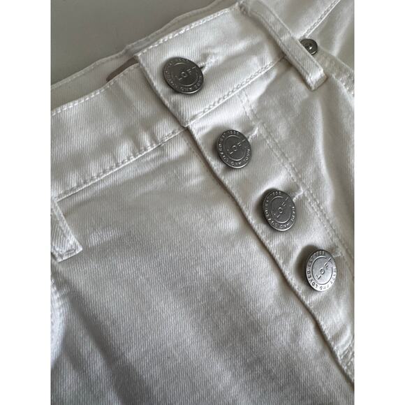 Loft White Denim Skirt Size 8 Petite Mini Skirt Button Fly Women's - Picture 5 of 11